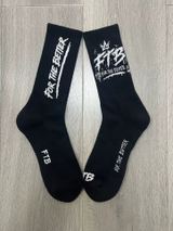 FTB Signature Crew Socks black and white detail view