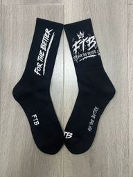 FTB Signature Crew Socks black and white detail view